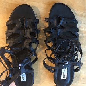 Steve Madden Black Gladiator Lace- Up Sandals